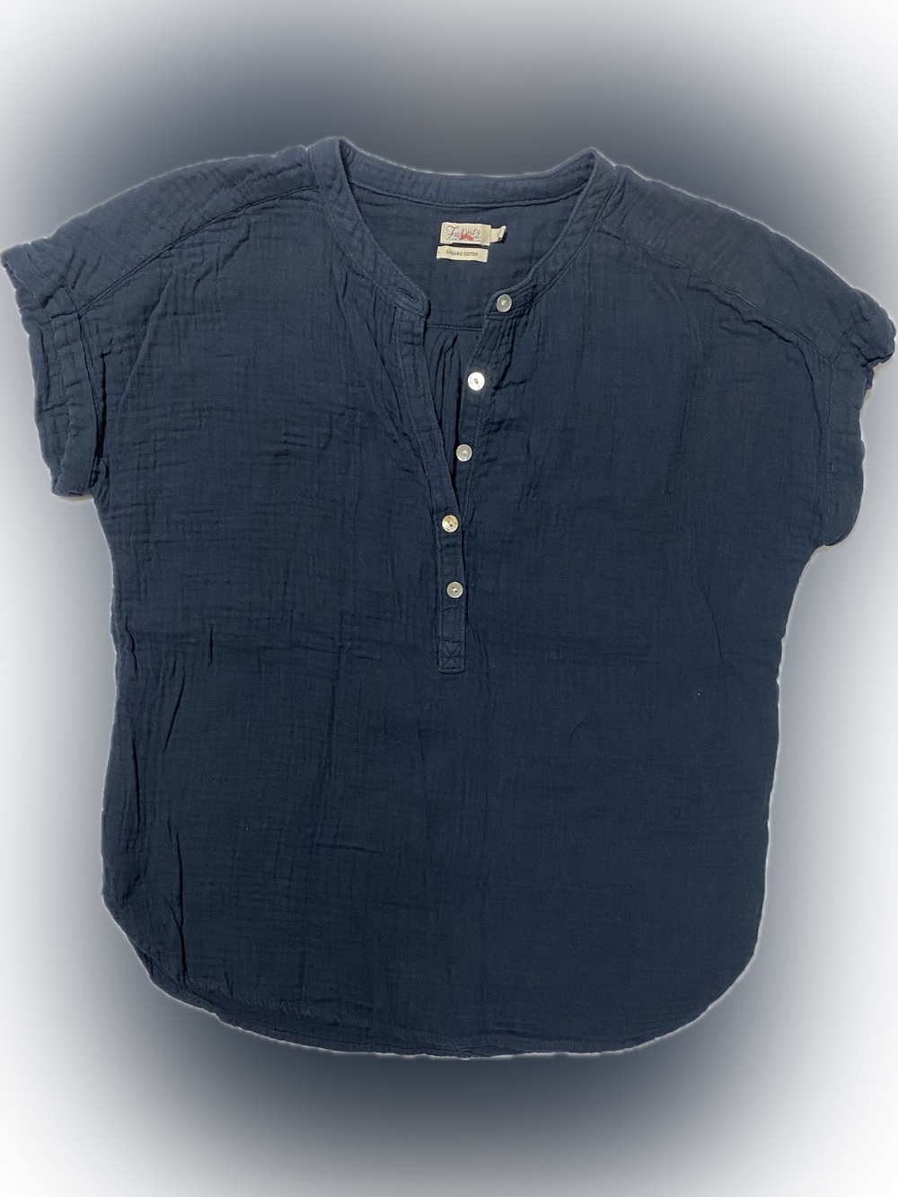 Faherty gray Short-Sleeve organic cotton Henley Top